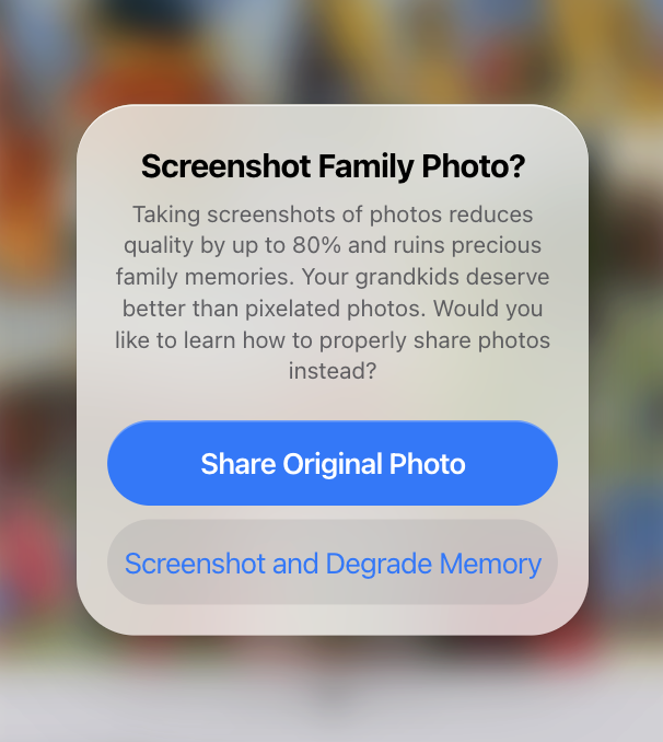 dont screenshot photos
